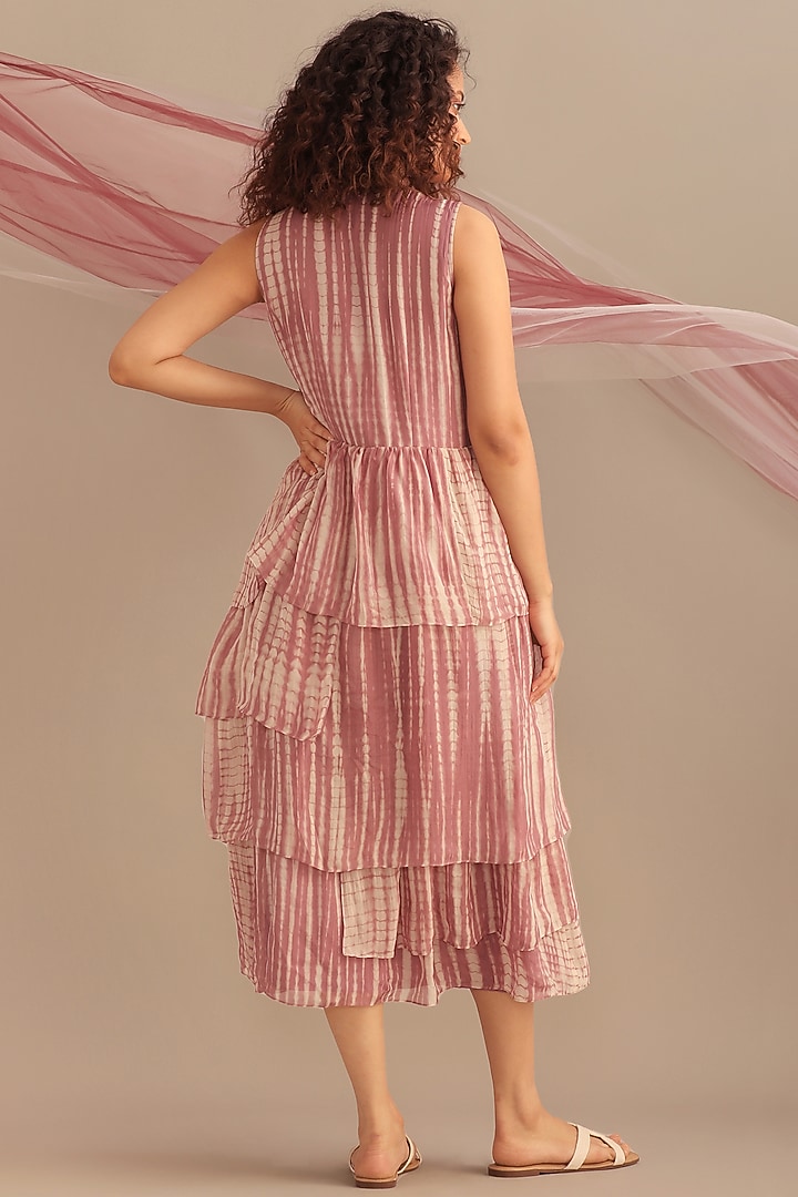 Lavender Chiffon Hand Embroidered Tie-Dye Flap Vacation Dress by Myoho at Pernia's Pop Up Shop
