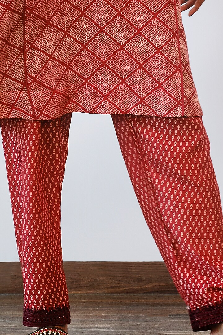 Terracotta Hand Embroidered Kurta Set by Myoho at Pernia's Pop Up Shop