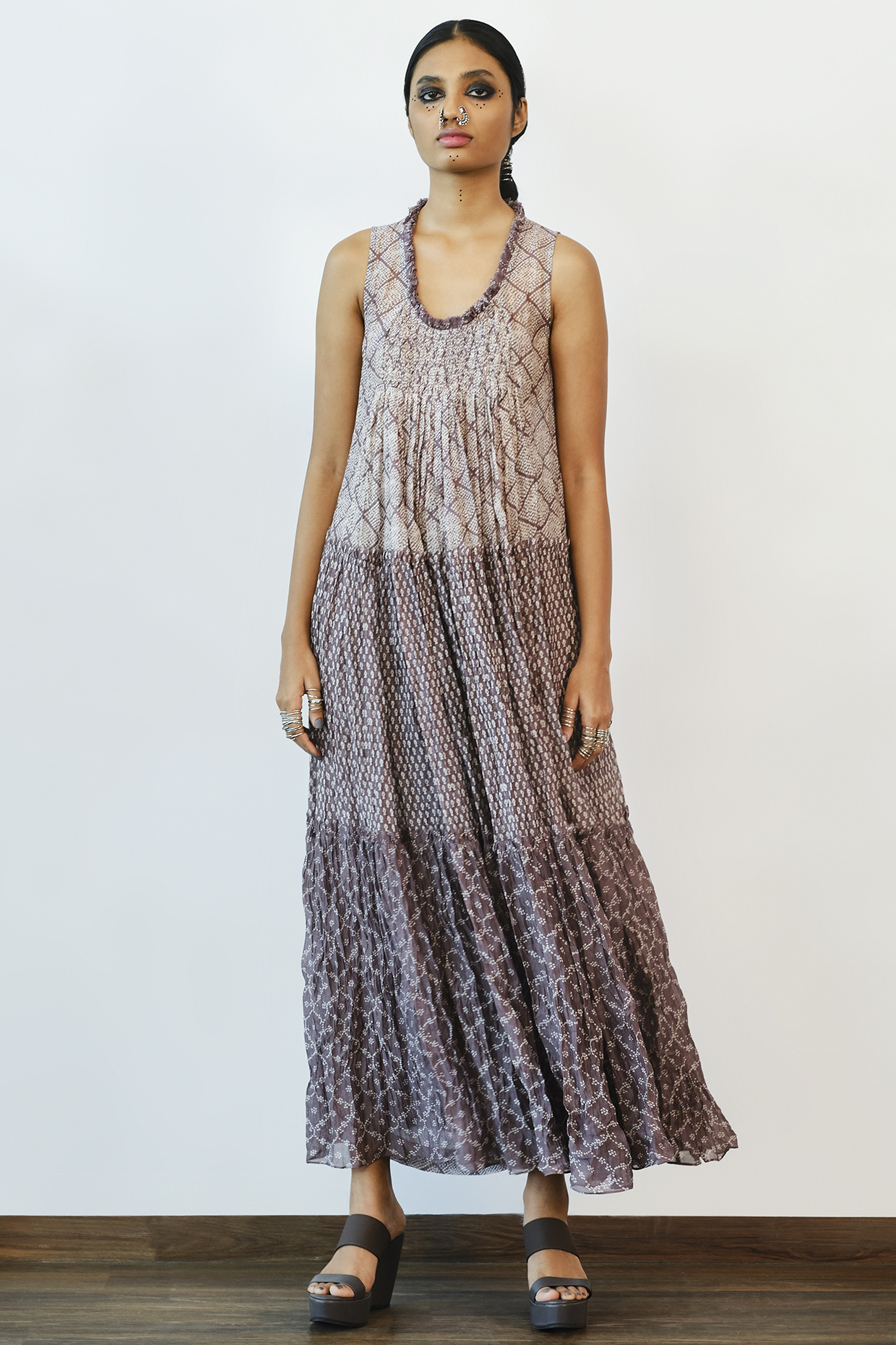 Dull Grape Printed Tiered Summer Dress by Myoho at Pernia's Pop Up Shop