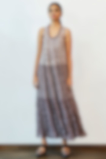 Dull Grape Printed Tiered Dress by Myoho