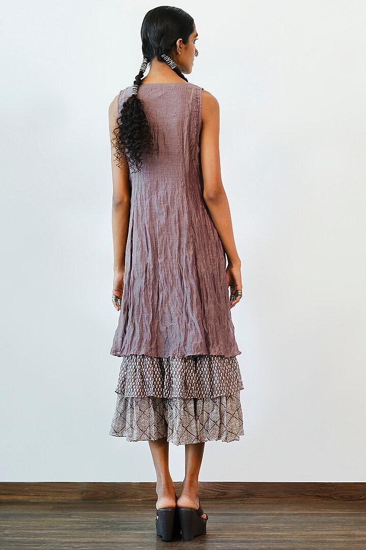 Dull Grape Hand Embroidered Tiered Vacation Dress by Myoho at Pernia's Pop Up Shop