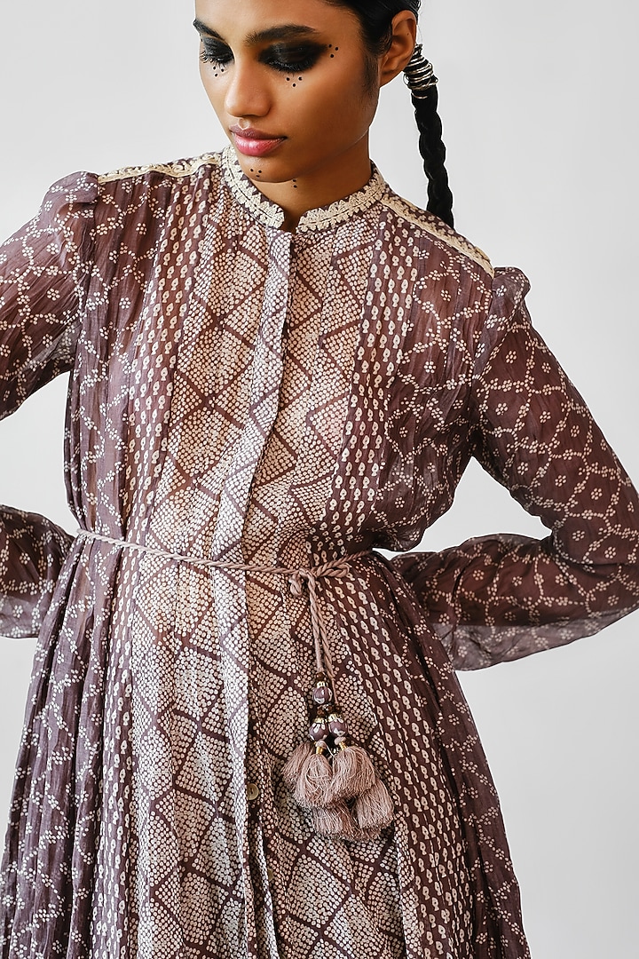 Dull Grape Hand Embroidered Shirt Kurta Set by Myoho at Pernia's Pop Up Shop