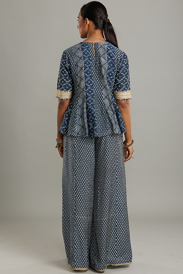Navy Blue Silk Palazzo Pant Set by Myoho at Pernia's Pop Up Shop