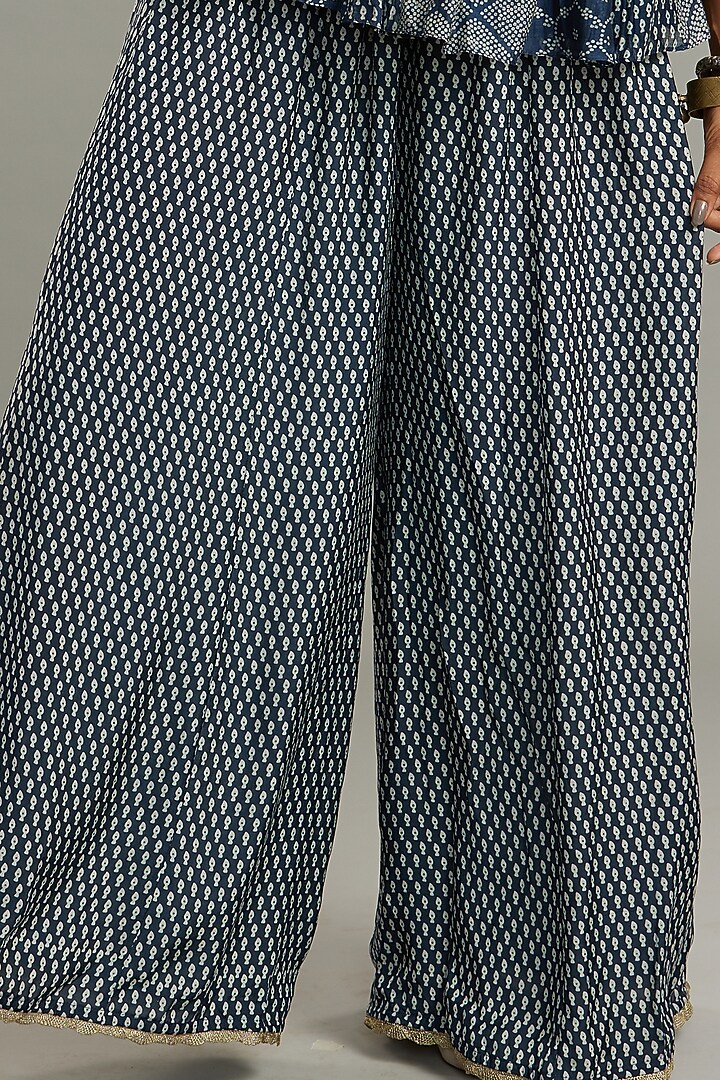 Navy Blue Silk Palazzo Pant Set by Myoho at Pernia's Pop Up Shop