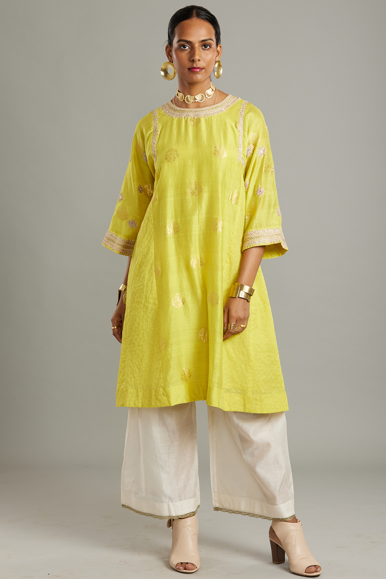 Lime Embroidered Kurta Set by Myoho