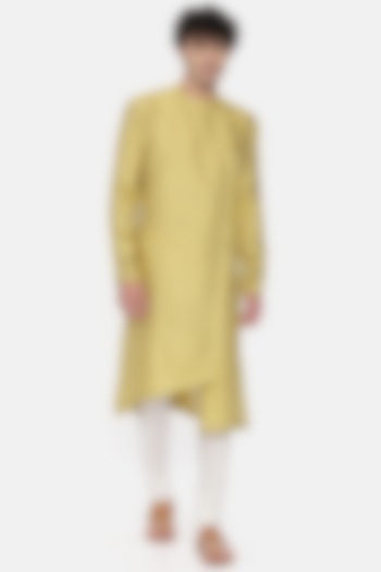 Yellow & White Jaquard Set by Mayank Modi at Pernia's Pop Up Shop