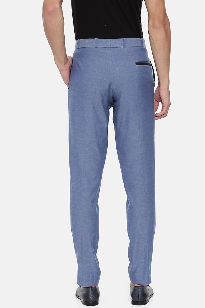 Denim Blue Cotton Trousers by Mayank Modi at Pernia's Pop Up Shop