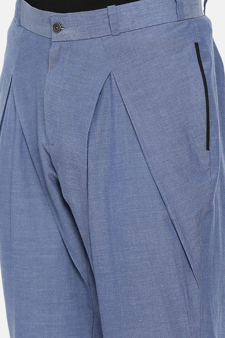 Denim Blue Cotton Trousers by Mayank Modi at Pernia's Pop Up Shop
