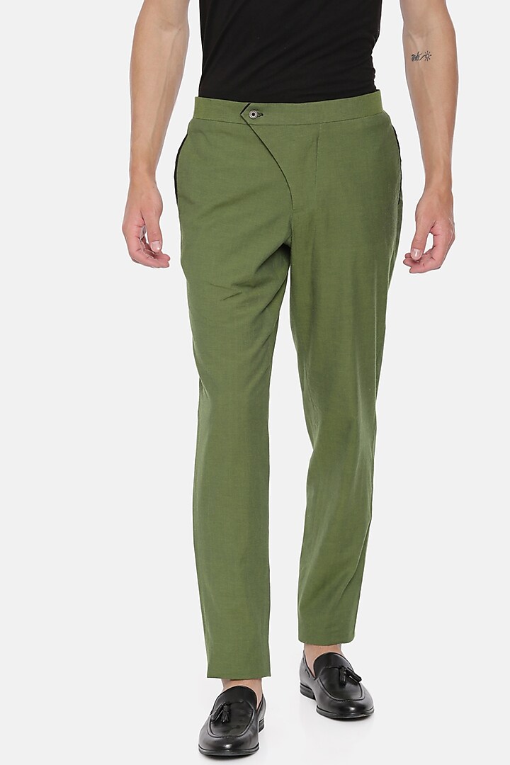 Green Cotton Trousers by Mayank Modi at Pernia's Pop Up Shop