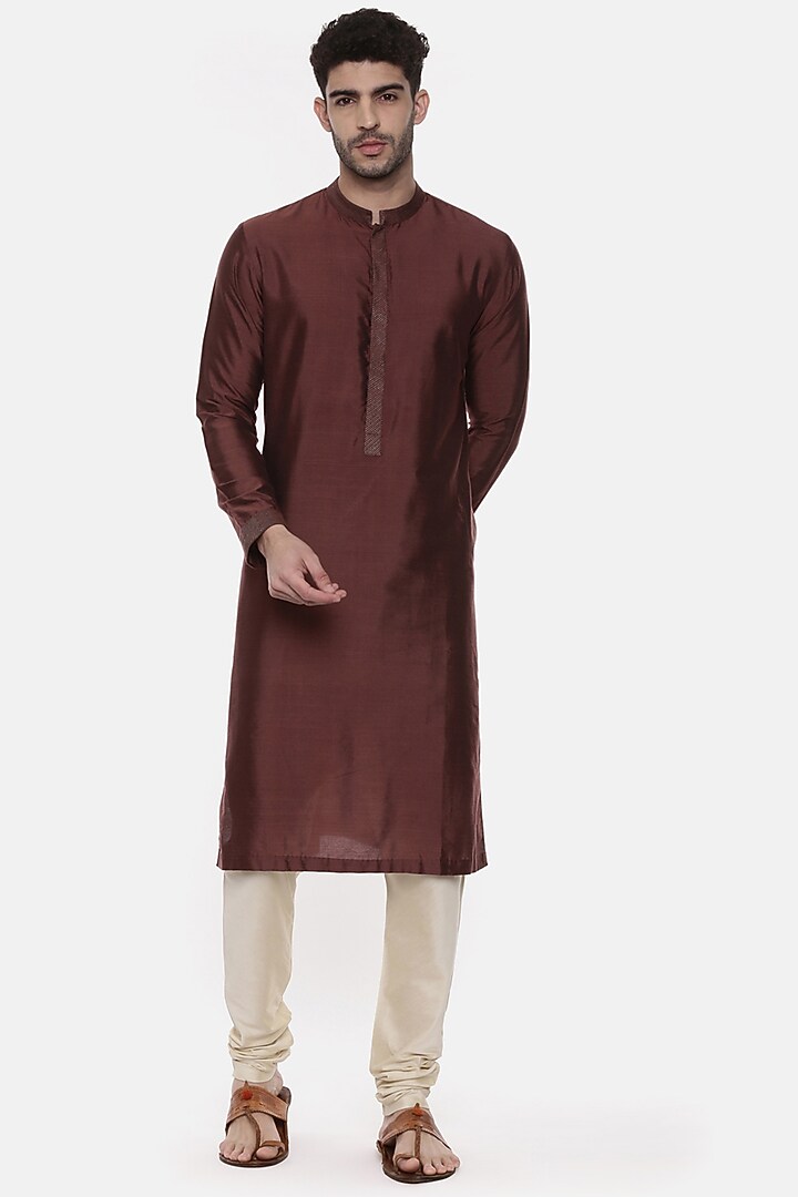 Brown Silk Kurta Set by Mayank Modi at Pernia's Pop Up Shop