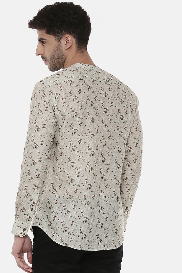 Pastel Green Printed Party Wear Shirt by Mayank Modi at Pernia's Pop Up Shop