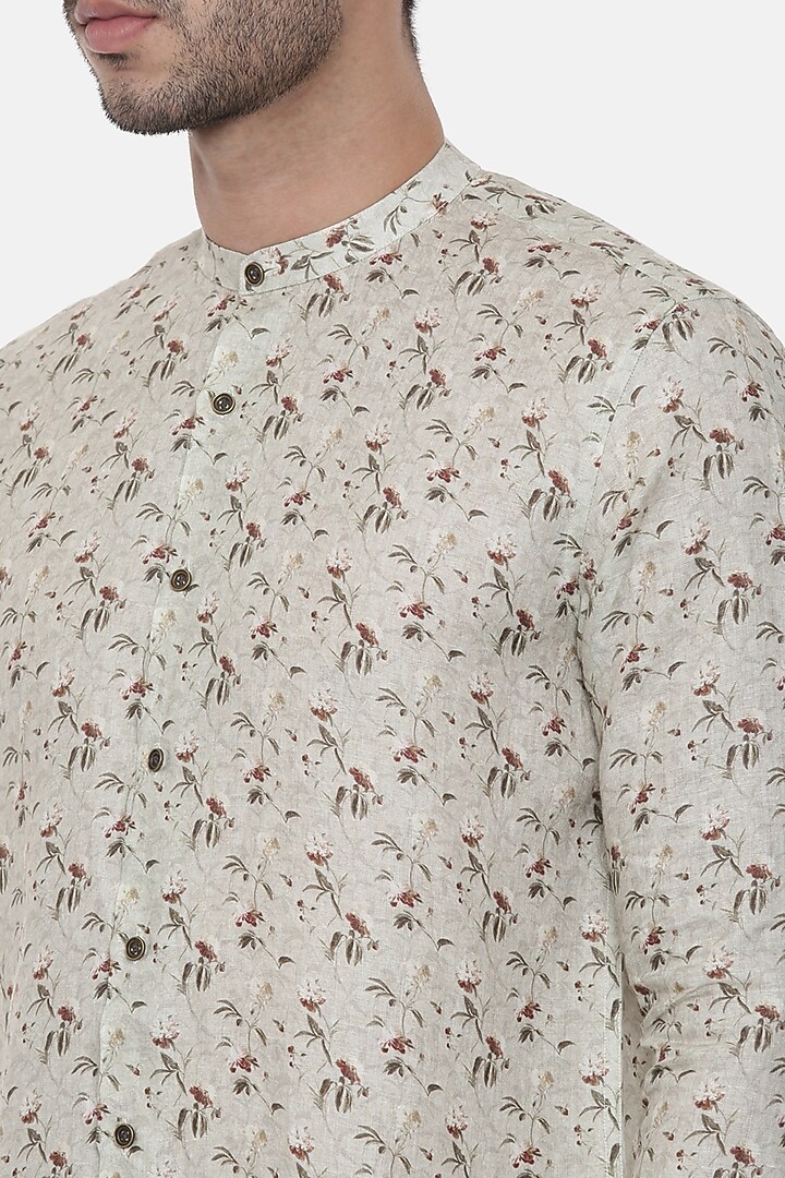 Pastel Green Printed Party Wear Shirt by Mayank Modi at Pernia's Pop Up Shop