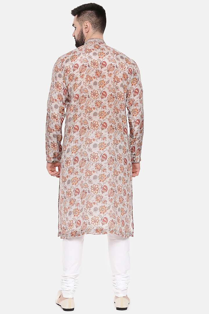 Grey Muslin Printed Kurta Set by Mayank Modi at Pernia's Pop Up Shop
