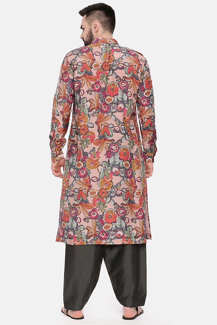 Mauve Muslin Printed Kurta Set by Mayank Modi at Pernia's Pop Up Shop