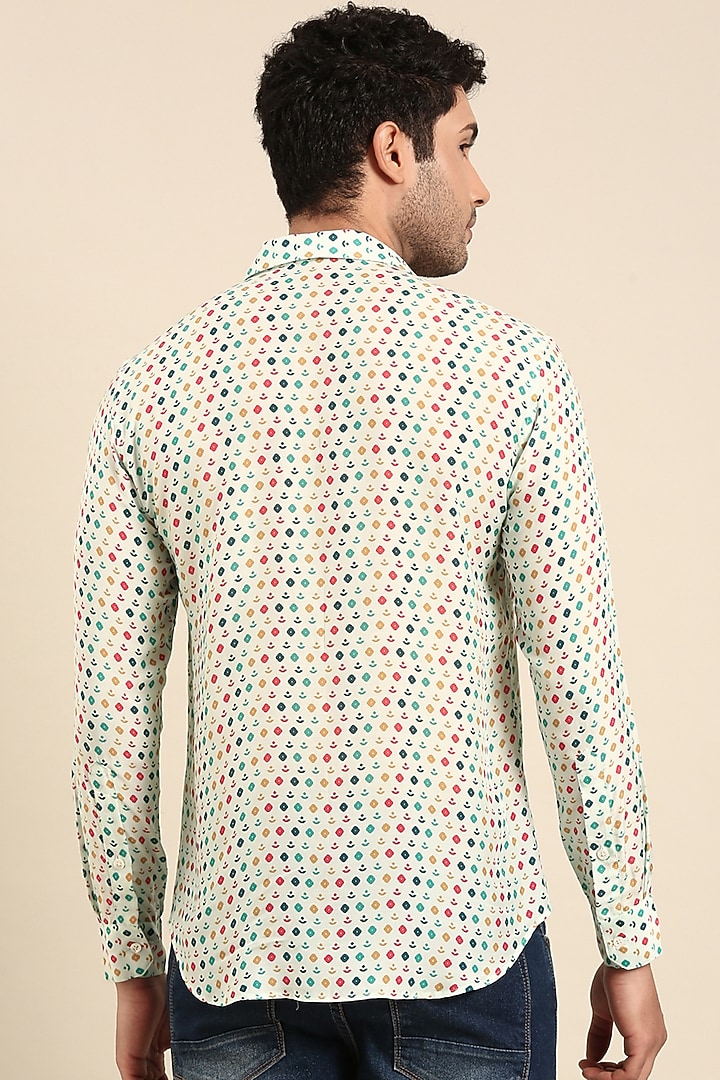 Light Blue Muslin Printed Party Wear Shirt by Mayank Modi at Pernia's Pop Up Shop