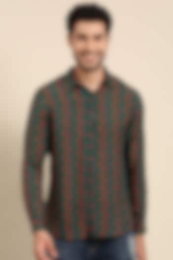 Teal Muslin Printed Shirt by Mayank Modi