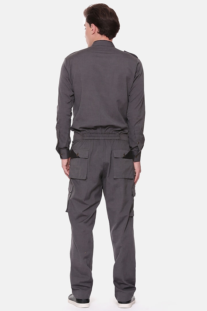 Grey Malai Cotton Jumpsuit by Mayank Modi at Pernia's Pop Up Shop