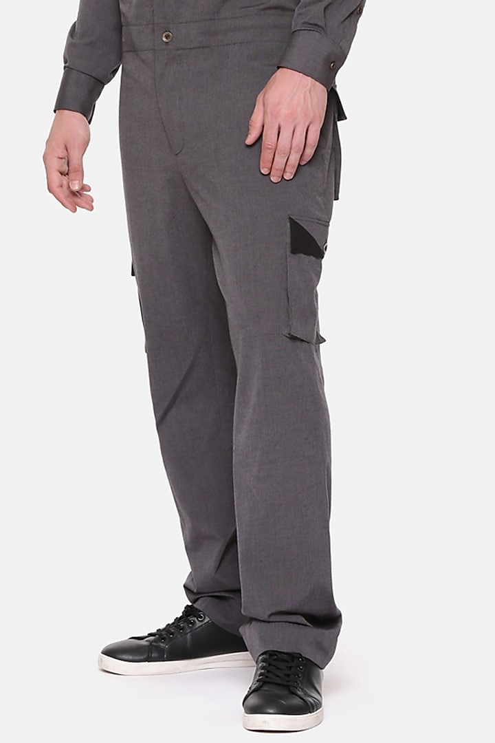 Grey Malai Cotton Jumpsuit by Mayank Modi at Pernia's Pop Up Shop