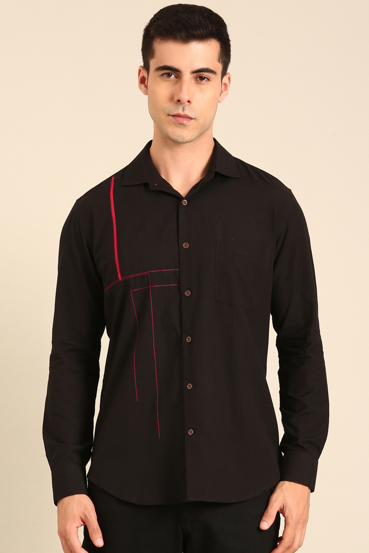 Black Malai Cotton Shirt by Mayank Modi