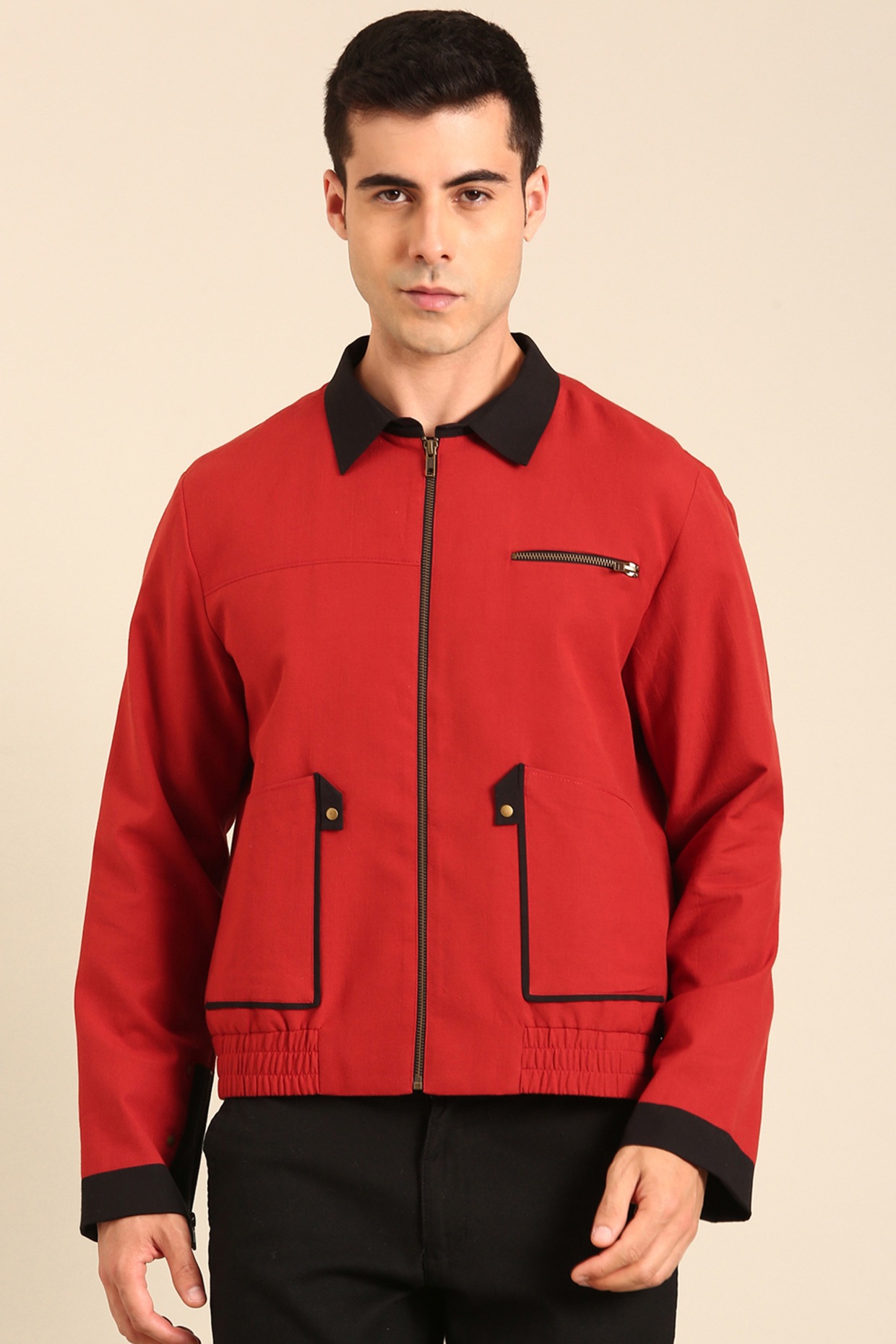 Bomber Jacket Black Shirt Red Jacket Red Twill Bomber Jacket