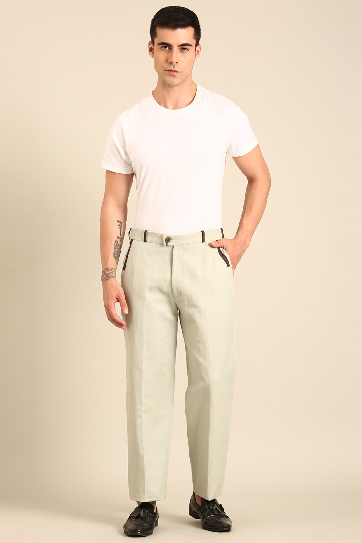 Green Linen Trouser by Mayank Modi