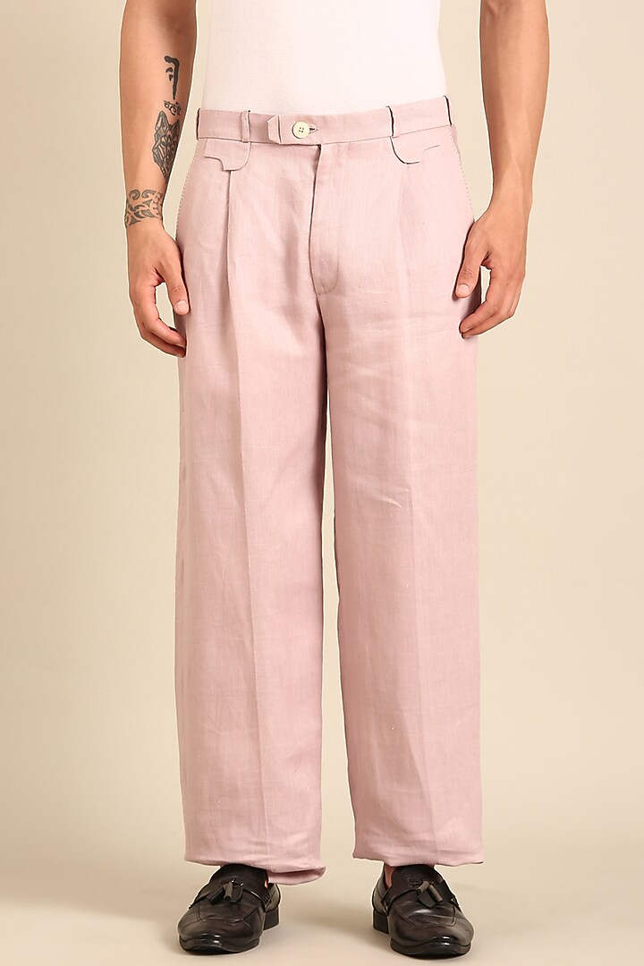 Mauve Linen Silk Trouser by Mayank Modi at Pernia's Pop Up Shop