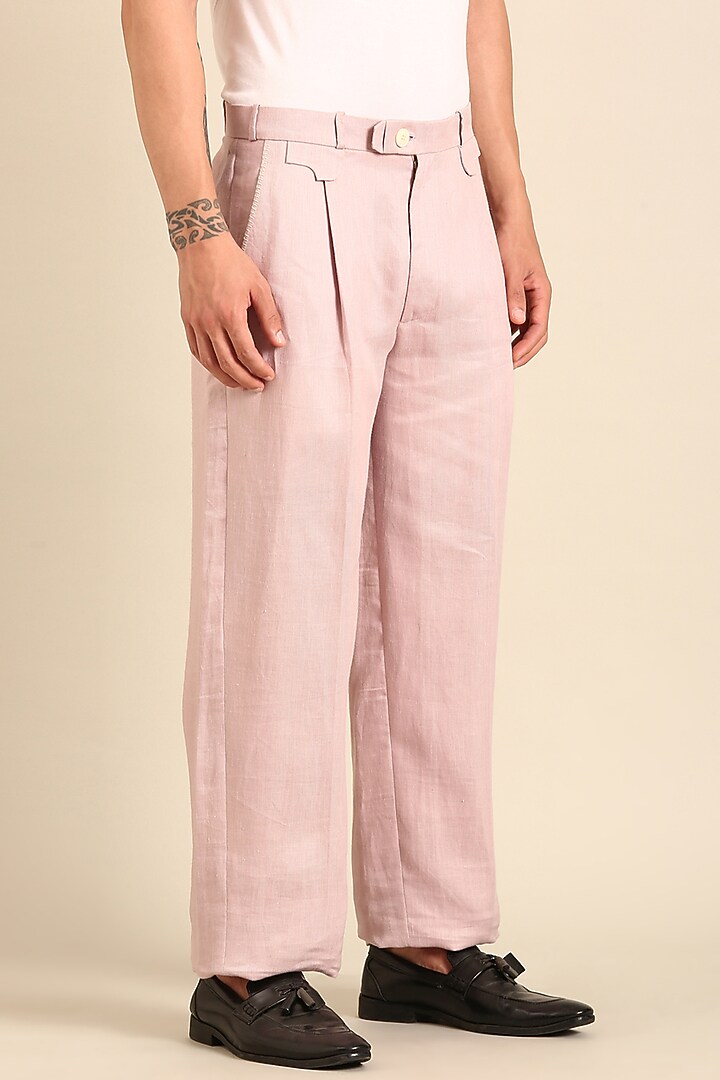Mauve Linen Silk Trouser by Mayank Modi at Pernia's Pop Up Shop