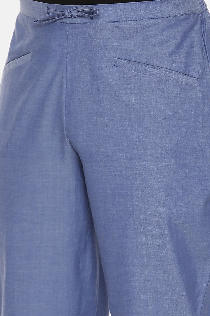 Blue Soft Cotton Pants by Mayank Modi at Pernia's Pop Up Shop