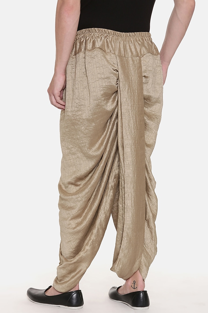 Gold Slub Silk Dhoti Pants by Mayank Modi at Pernia's Pop Up Shop