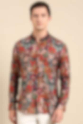 Multi-Colored Muslin Printed Party Wear Shirt by Mayank Modi at Pernia's Pop Up Shop