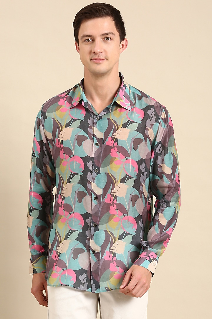 Multi-Colored Muslin Party Wear Shirt by Mayank Modi at Pernia's Pop Up Shop