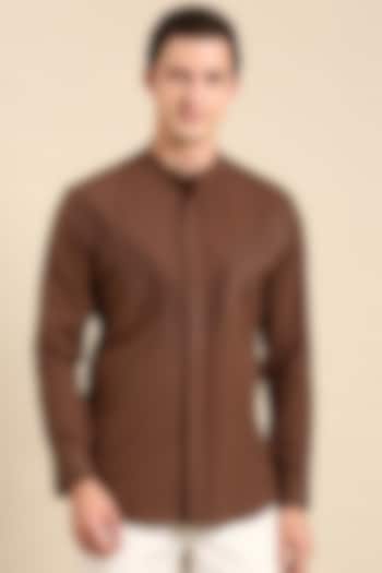 Brown Malai Cotton Shirt by Mayank Modi
