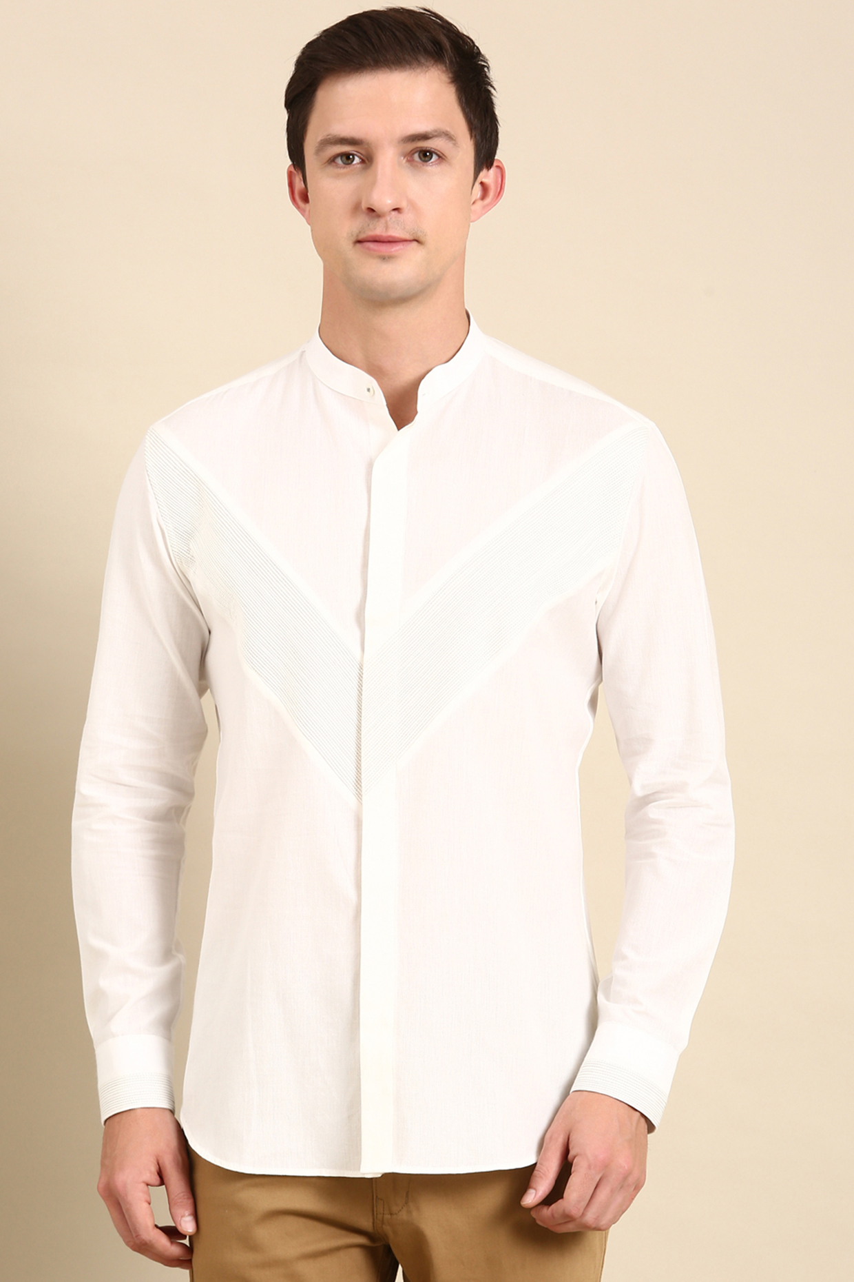 White Malai Cotton Shirt by Mayank Modi