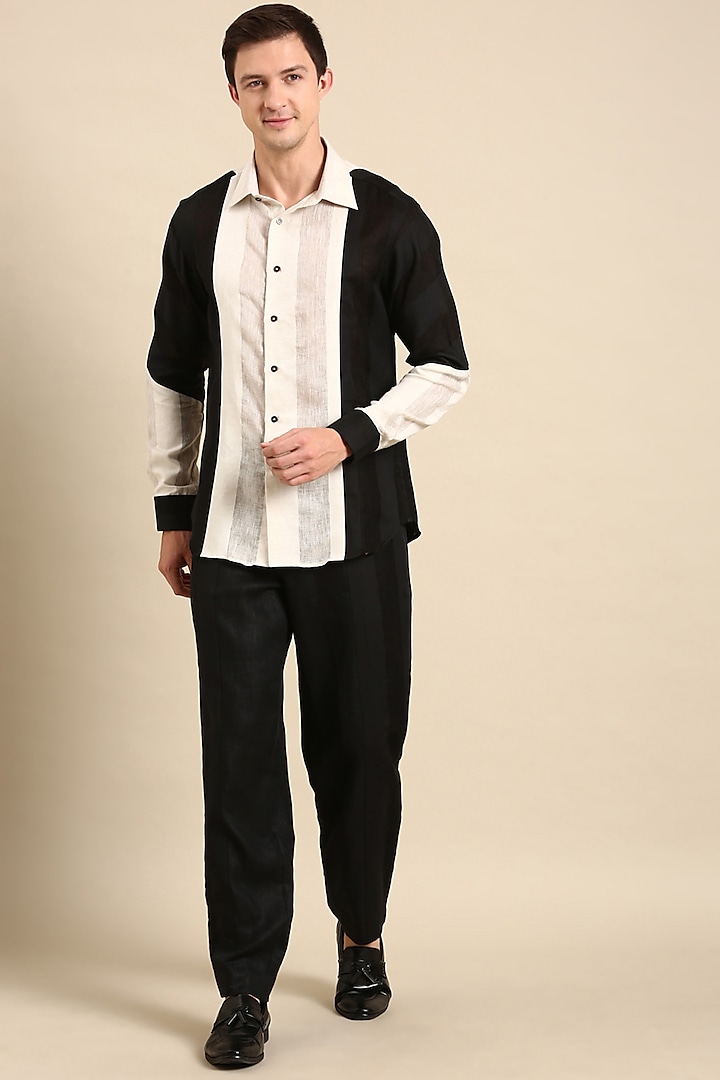 Black Linen Pants by Mayank Modi at Pernia's Pop Up Shop
