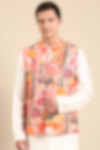 Multi-Colored Muslin Printed Nehru Jacket by Mayank Modi at Pernia's Pop Up Shop