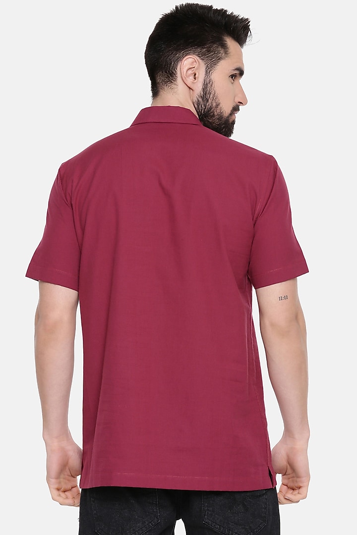 Wine Malai Cotton Short Kurta by Mayank Modi at Pernia's Pop Up Shop