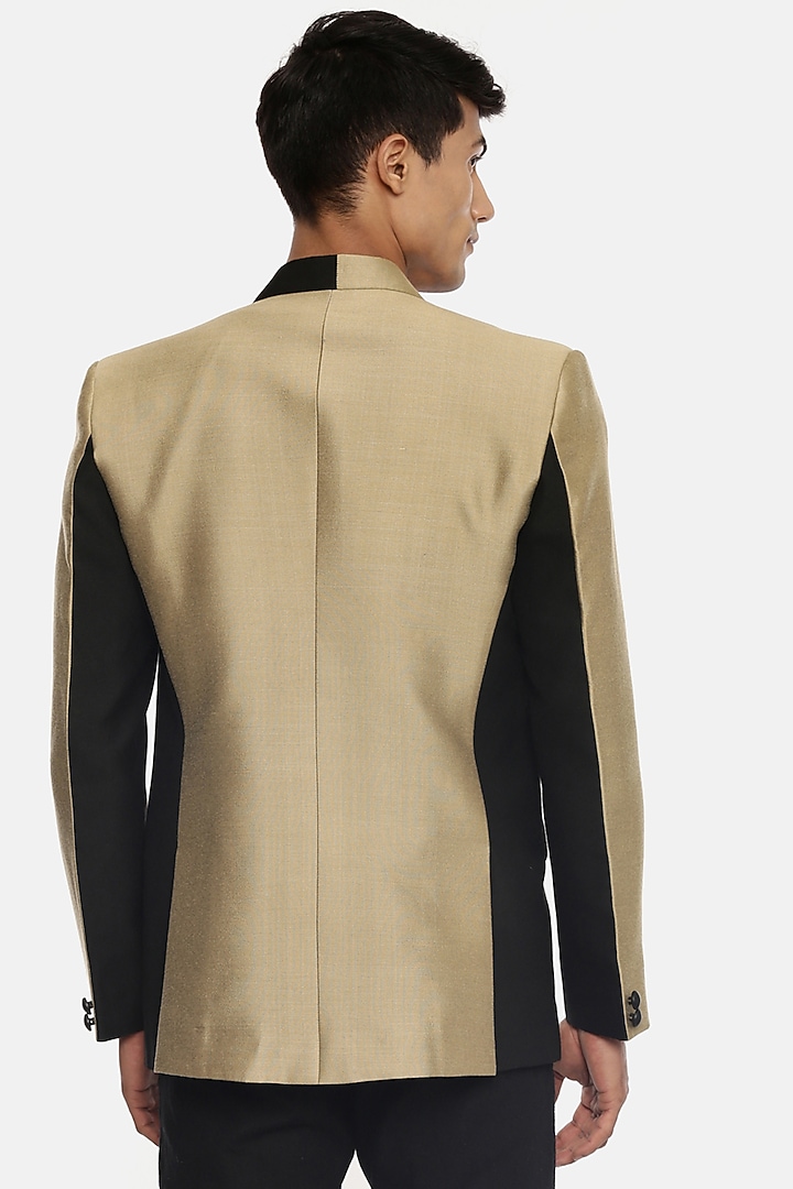 Rust Gold Silk & Cotton Blazer by Mayank Modi at Pernia's Pop Up Shop