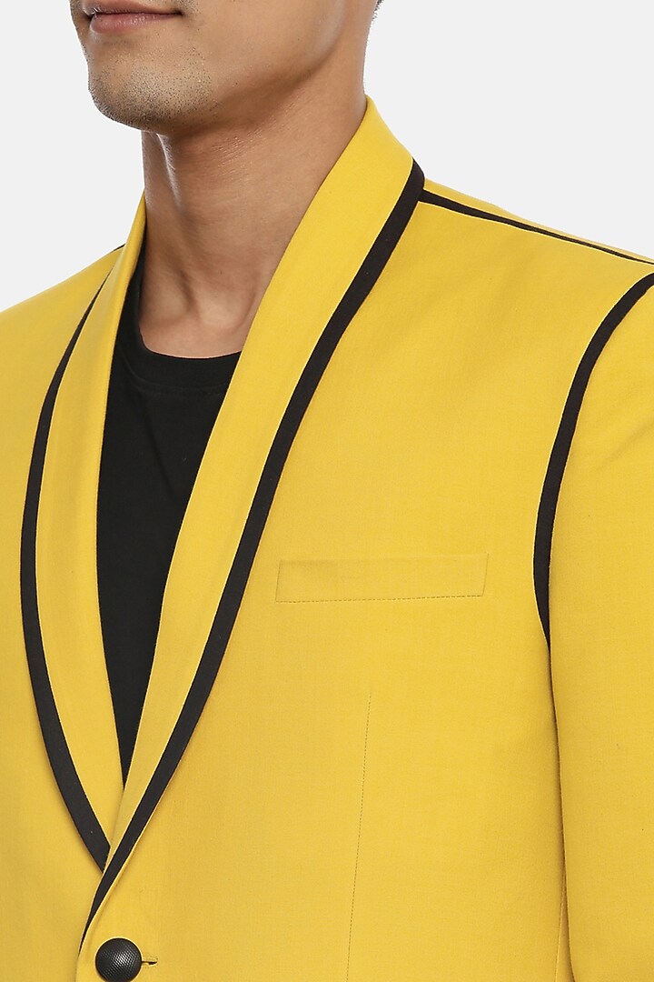 Mustard Cotton Blazer by Mayank Modi at Pernia's Pop Up Shop