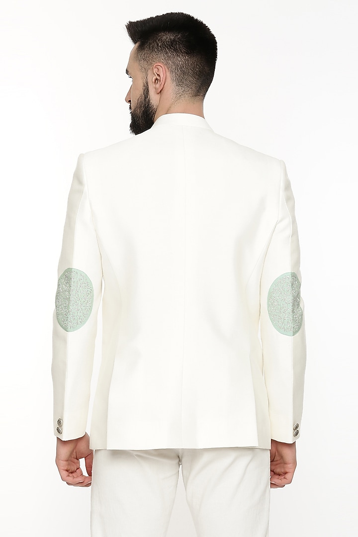 Ivory Embroidered Wedding Bandhgala Jacket by Mayank Modi at Pernia's Pop Up Shop