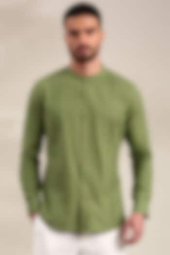 Green Malai Cotton Shirt by Mayank Modi