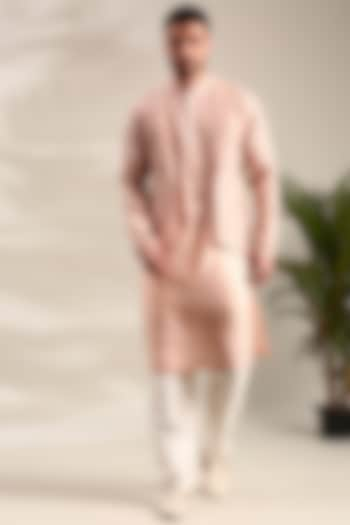 Pink Chanderi Kurta Set by Mayank Modi