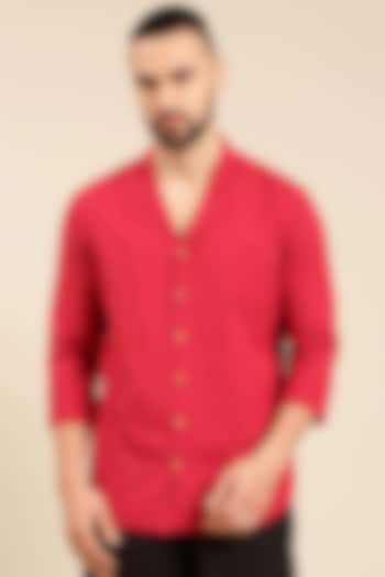 Red Malai Cotton Shirt by Mayank Modi
