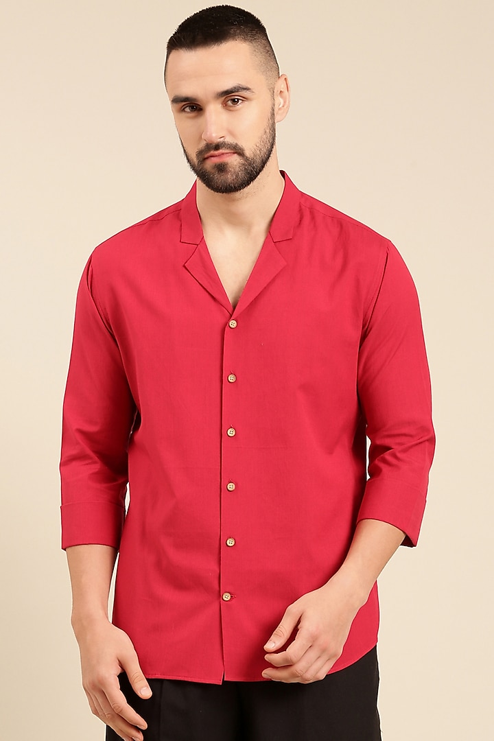 Red Malai Cotton Shirt by Mayank Modi