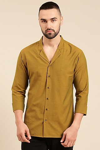 Buy Linen Yellow Shirt for men Online from Indian Designers 2024