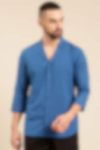 Blue Malai Cotton Shirt by Mayank Modi