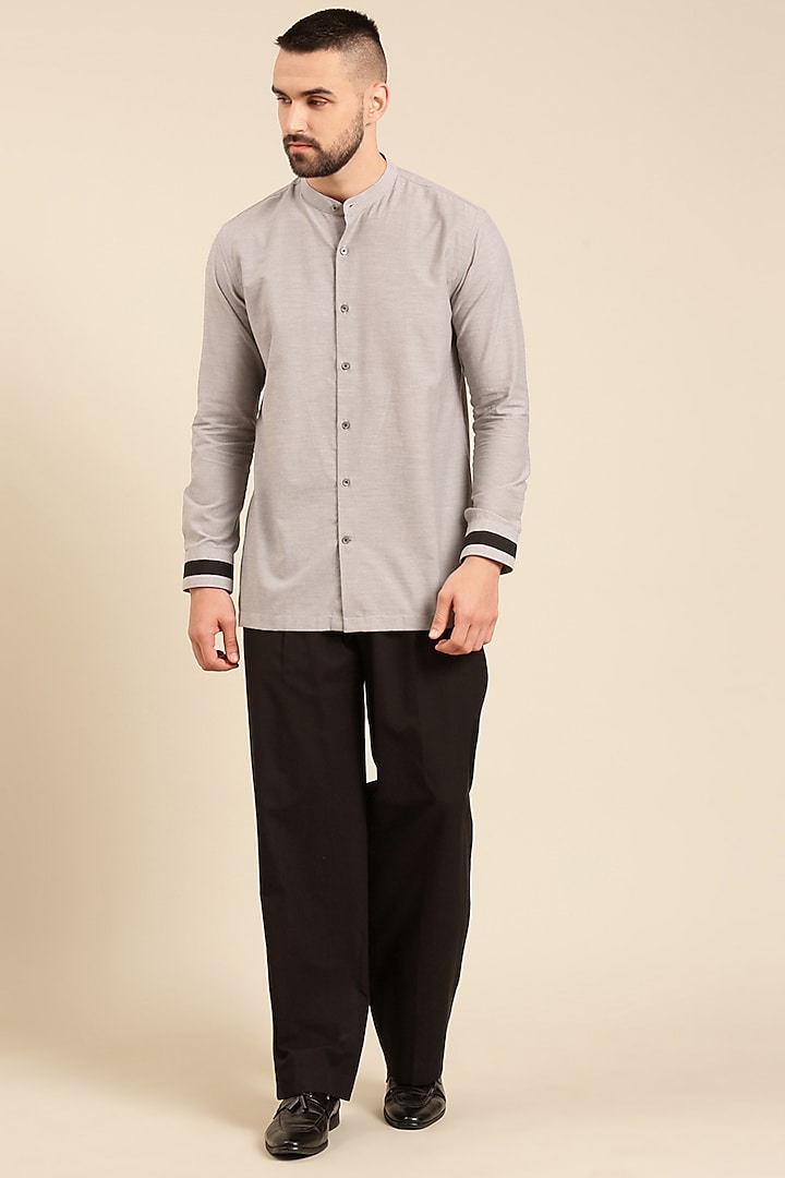 Black Malai Cotton Pant Set by Mayank Modi