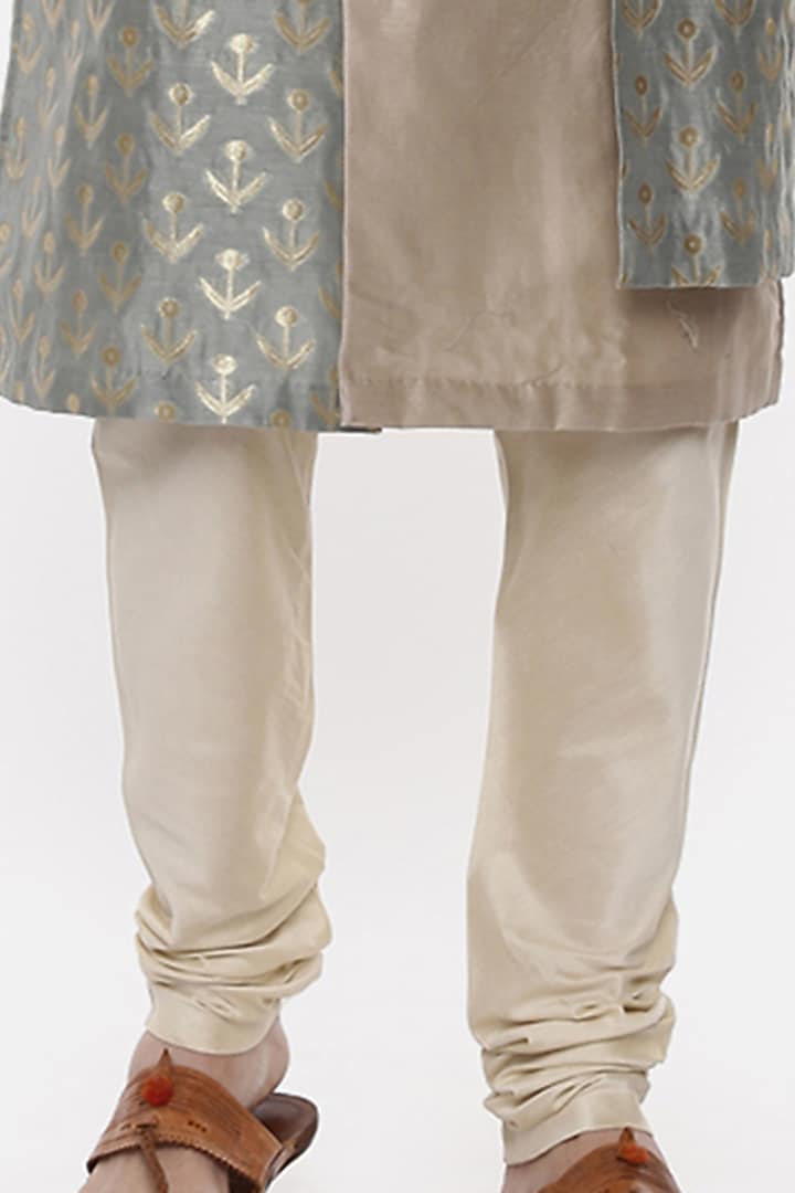 Green Banarasi Silk Brocade Kurta Set For Boys by Mayank Modi - Kids at Pernia's Pop Up Shop
