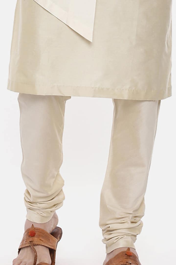 Beige & Ivory Silk Cotton Kurta Set For Boys by Mayank Modi - Kids at Pernia's Pop Up Shop