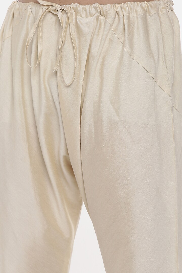 Beige & Ivory Silk Cotton Kurta Set For Boys by Mayank Modi - Kids at Pernia's Pop Up Shop