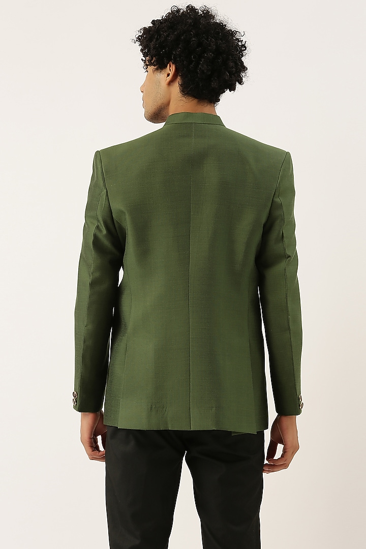 Blue & Green Cotton Embellished Bandhgala Jacket For Boys by Mayank Modi - Kids at Pernia's Pop Up Shop